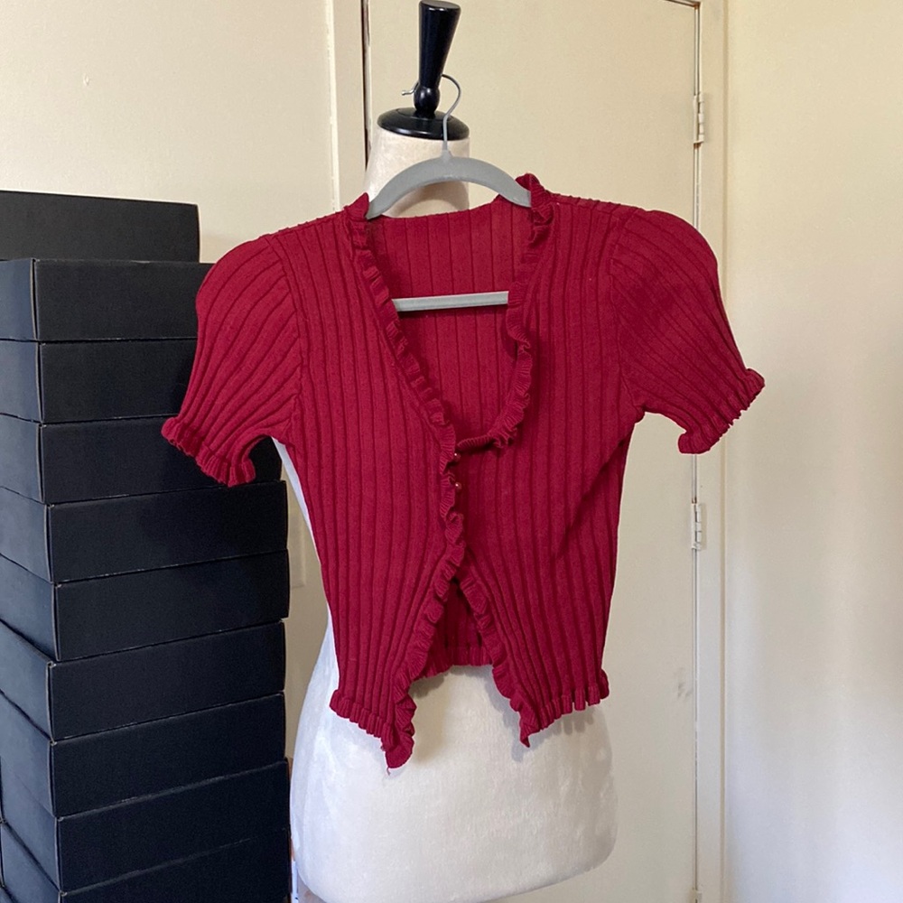 burgundy crop top